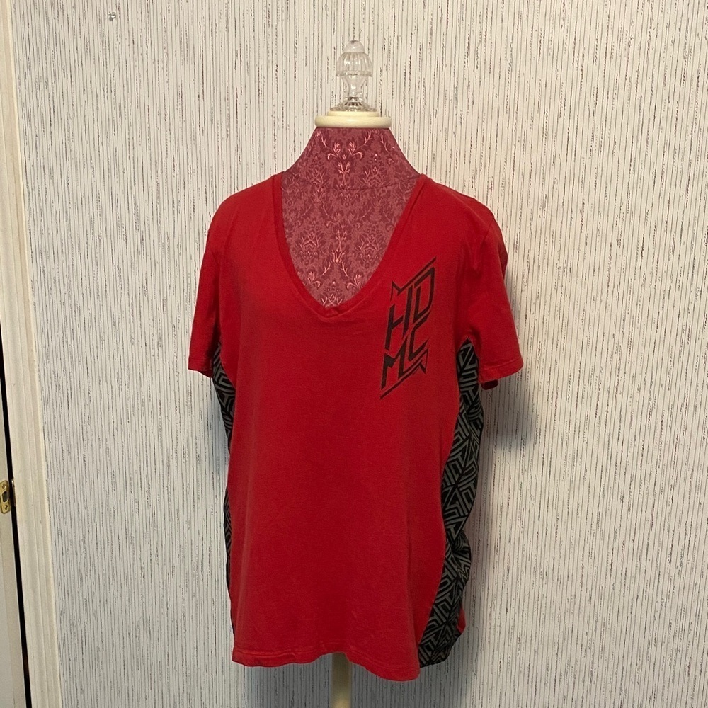 Harley-Davidson Red Tee with Black and White Logo Size XL Biker Beach Ready
